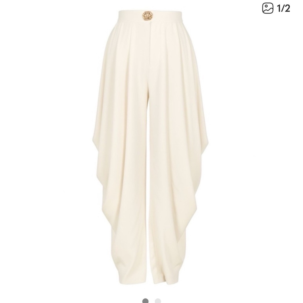 Elegant Cream Draped Pants